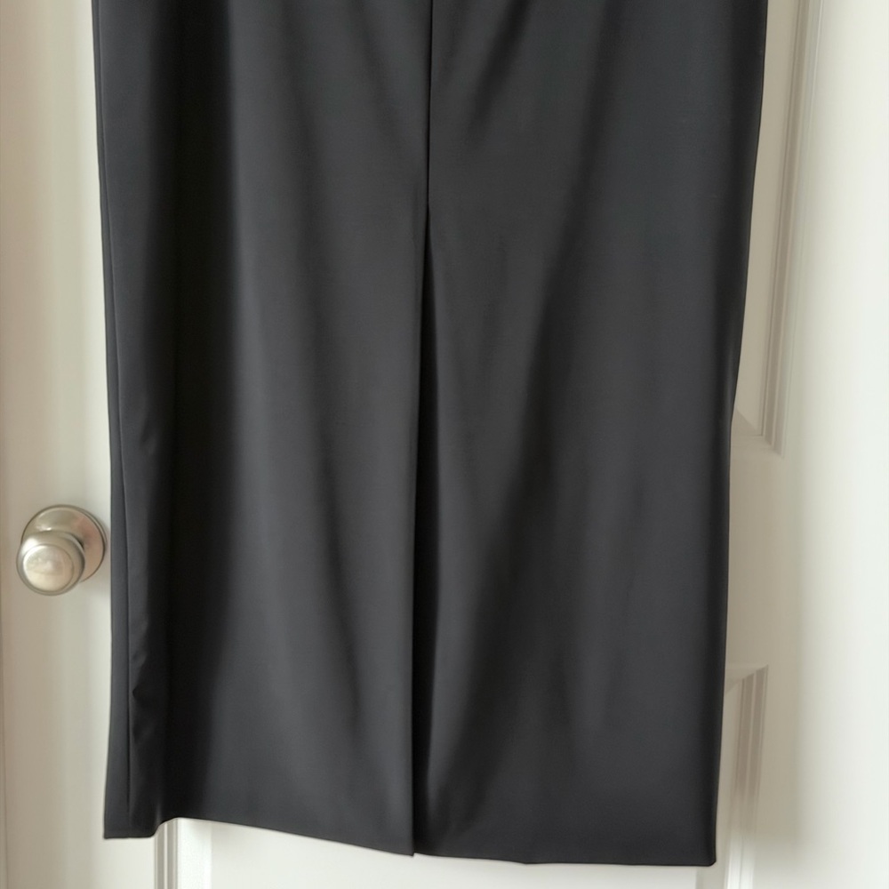 Veronica Beard Maxine Black Wool Blend Front Slit-20” Midi Minimalist Skirt - Picture 4 of 16